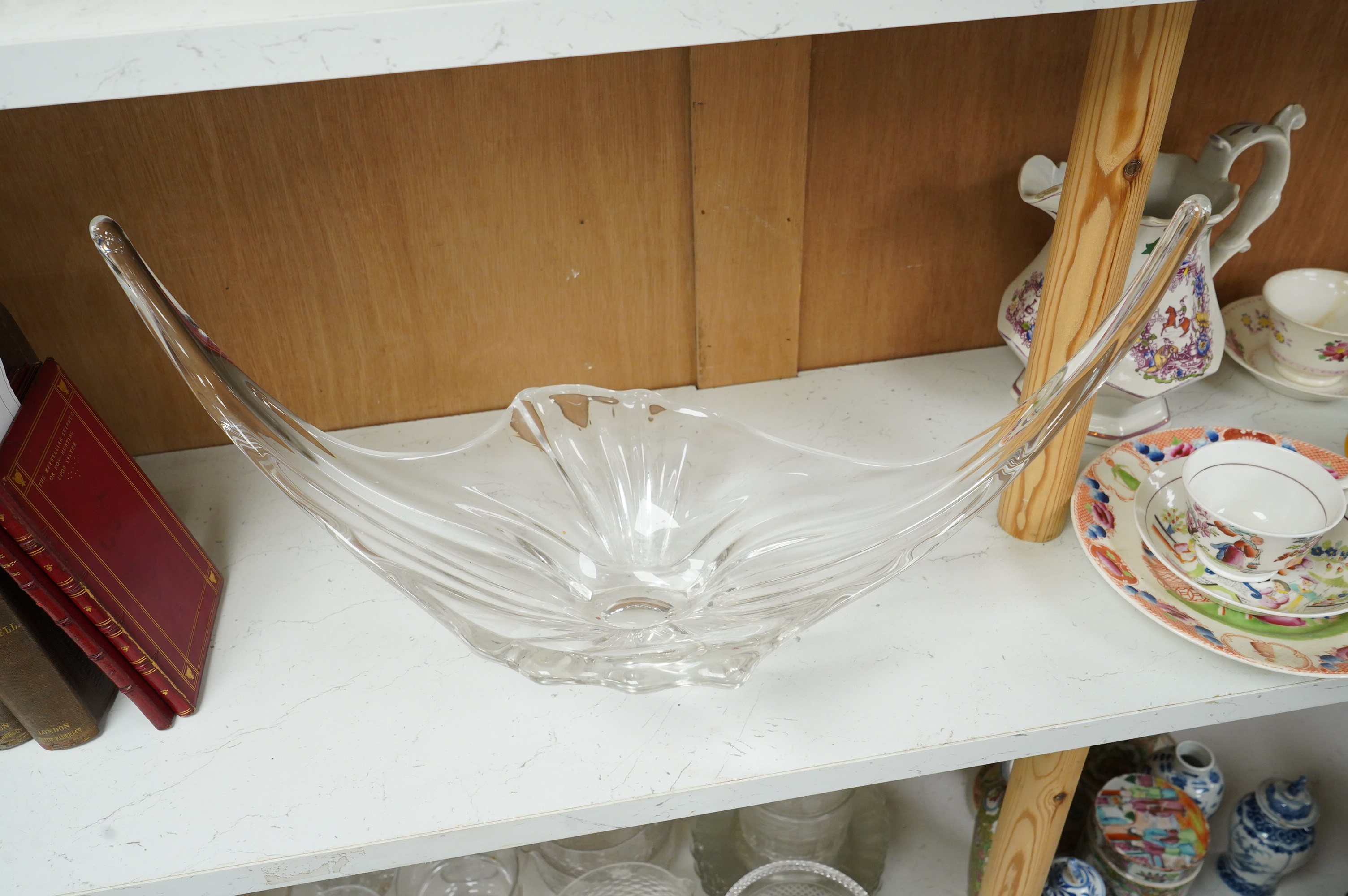 A 1970's Daum-style glass centrepiece, 49cm
